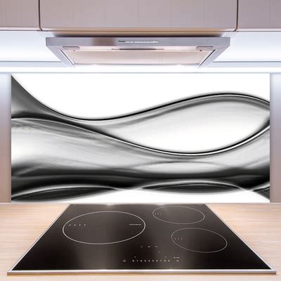 Panneaux De Cuisine En Verre Abstraction Art Gris Blanc Tulup Fr