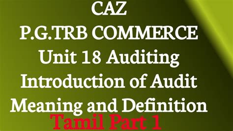 Pg Trb Commerce Unit Auditing Audit Introduction Meaning