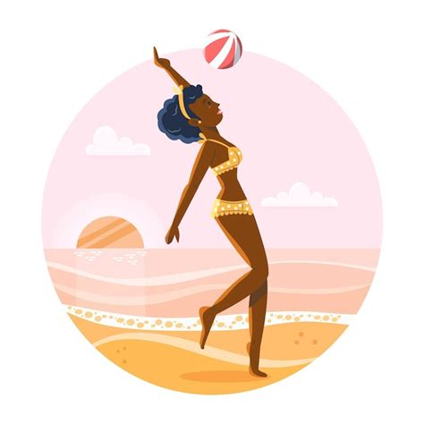 Fille En Bikini L Illustration De La Plage Vecteur Gratuite
