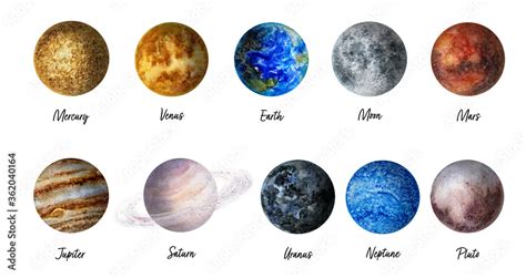 Planets Hand Drawn Watercolor Illustration Mercury Venus Earth Moon