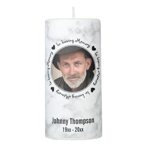 In Loving Memory Photo Keepsake Memorial Pillar Candle Zazzle