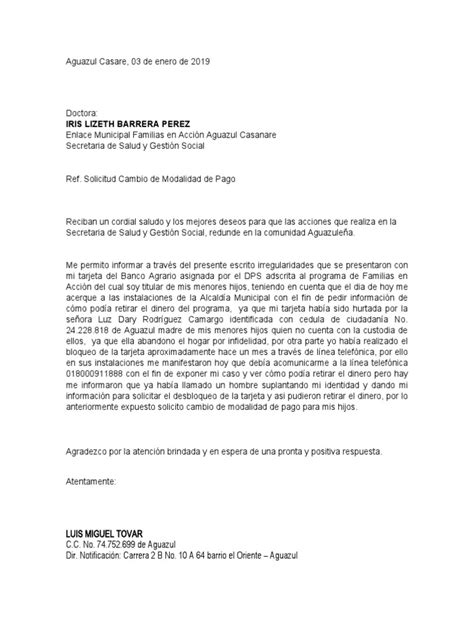Oficio Comisaria De Familia Pdf