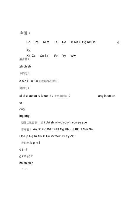 汉语拼音字母表完整版可a4打印word文档免费下载亿佰文档网