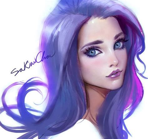 girl, art, and drawing image | Girl with purple hair, Hair art, Art girl
