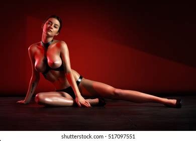 Beautiful Naked Woman Posing Leather Lingerie Stock Photo 517097551 Shutterstock