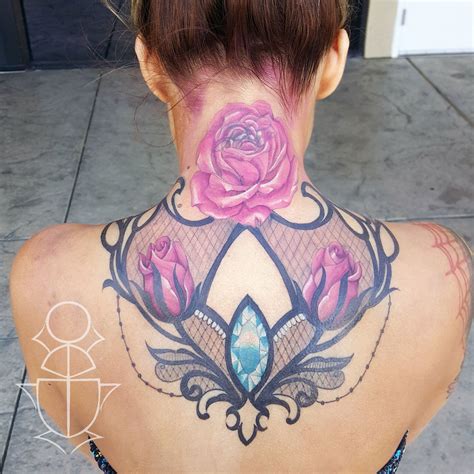 Rose Cover Up Tattoo On Neck Violette Wyman