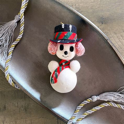 Vintage Flocked Snowman Christmas Tree Ornament Styrofoam - Etsy