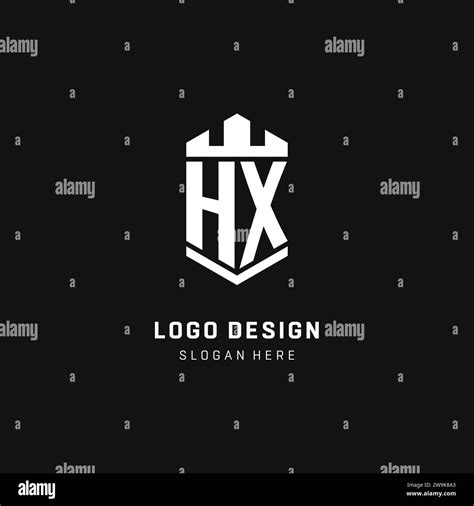 Hx Monogram Logo Initial With Crown And Shield Guard Shape Style Vector