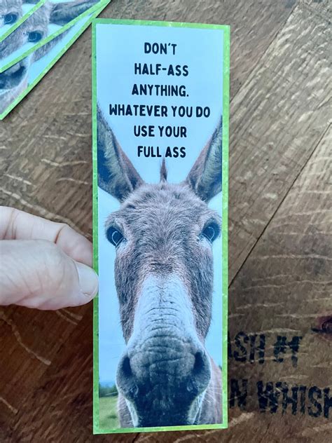 Dont Half Ass Anything Bookmark Funny Book Gift Etsy