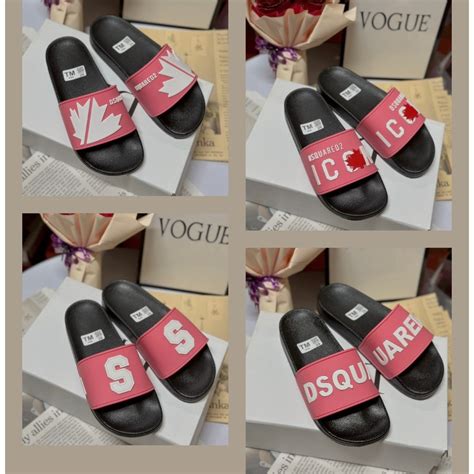 Dép quai ngang DSQ ICON Hot Trend Full Màu Chữ Cao Su Nổi Đế Dập Chữ Chống Trơn Trượt Cực Tốt