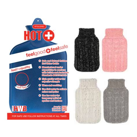 McGloins Hot Water Bottle With Knitted Sparkled Cover L Assorted Designs Discount Chemist