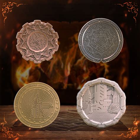 3d Printable Sci Fi Coin Set By Unchained Games