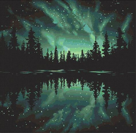 Aurora Borealis Cross Stitch Pattern X Stitch Landscape Cottagecore