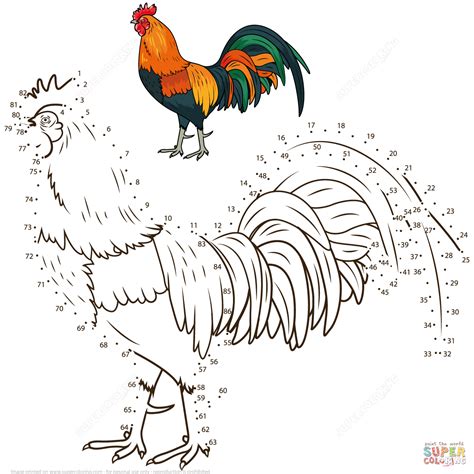 Rooster Dot To Dot Free Printable Coloring Pages