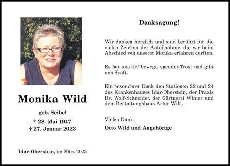 Traueranzeigen Von Monika Wild Rz Trauer De