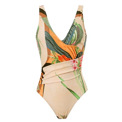 Groene One Shoulder Flora Print Bikini Sets Badpak Grandado