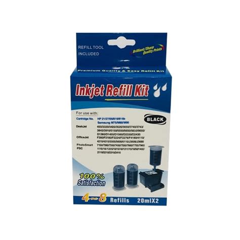 HP 21XL / 27 / 56 Black Refill Kit | 4 - 8 Refills (2 X 20ML)