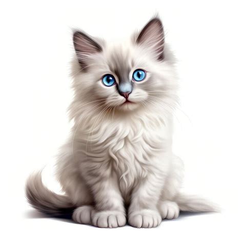 Premium AI Image Beautiful Ragdoll Cat Watercolor Fantasy Clipart