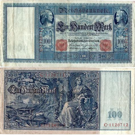 REICHSBANKNOTE 100 MARK 1908 Berlin Reichsbank DEU 32 Ro 35 P 35 EUR 99