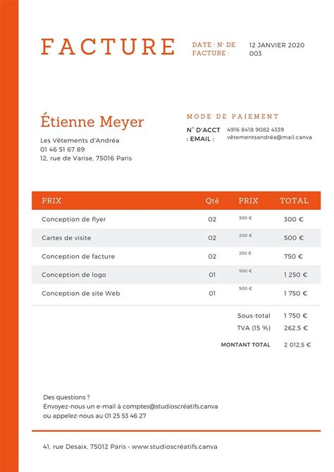 Criquet Fragment M Moire Modele Facture Sans Tva Gratuit A Imprimer