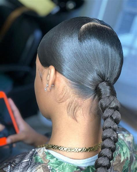 Sleek Low High Ponytail Hairstyles For Sleek Braided