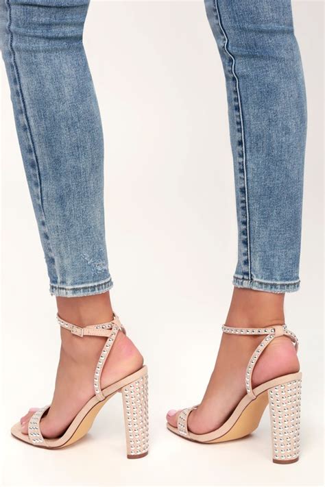 Cute Studded Heels Nude Heels Sexy Heels Vegan Heels Lulus