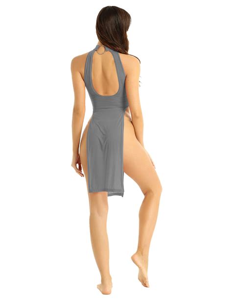 Us Sexy Women Bodycon Dress Ultra Thin Lingerie High Slit Leg Cheongsam Clubwear Ebay