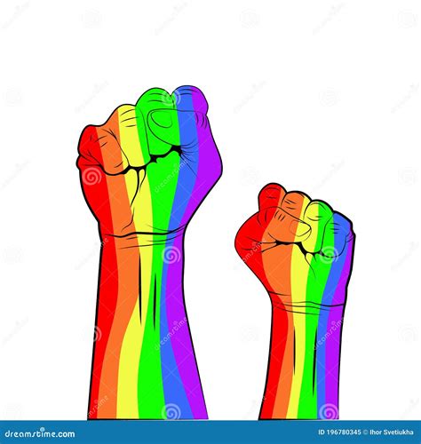 Orgullo Gay Concepto Lgbt Mano De Color Arcoiris Con Pu O Elevado Aislado En Fondo Blanco Vector