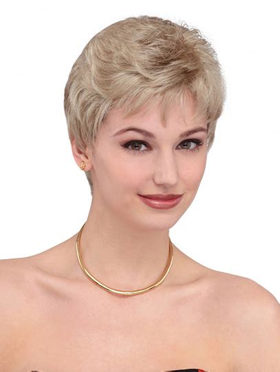 Perruques Courtes Blonde 6 Lisse Monofilament Pixie