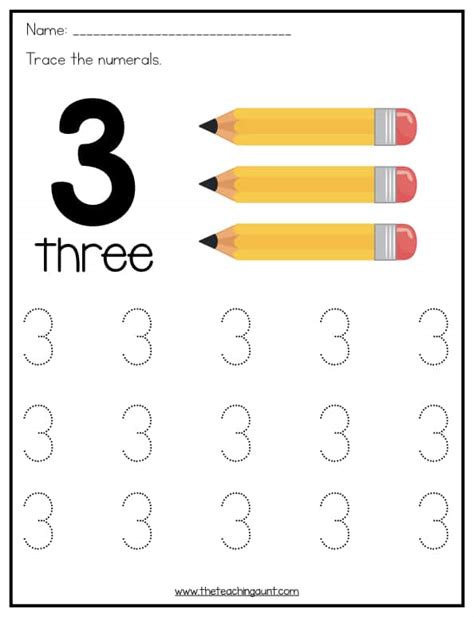 number tracing worksheets  preschoolers  teaching aunt
