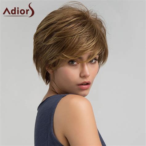 26 OFF Adiors Short Side Bang Layered Shaggy Straight Synthetic Wig