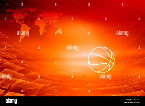 Graphical Digital Sport News Red Theme Background With Outline Ball At