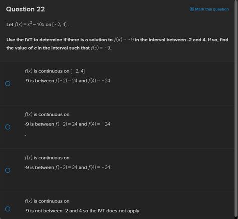 Solved Let Fxx2−10x On −24 Use The Ivt To Determine If