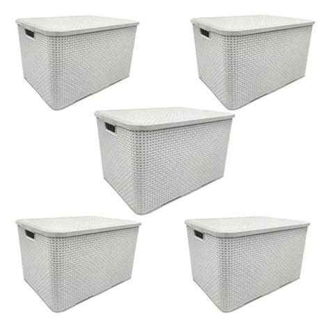 Kit Caixas Organizadoras Rattan Litros Tampa Branca Frete Gr Tis