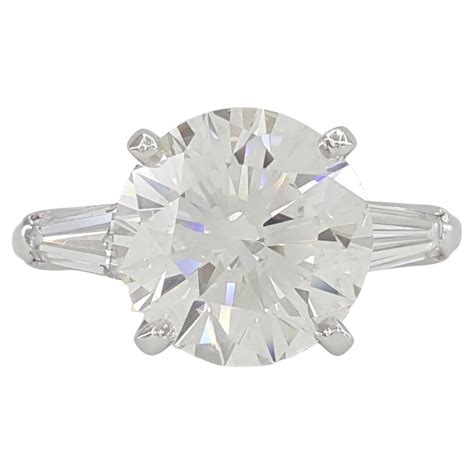 Gia Certified 301 Carat Round Cut Diamond Platinum Ring With Pear Cut