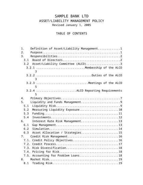 Doc Sample Asset Liability Management Policy Dokumen Tips