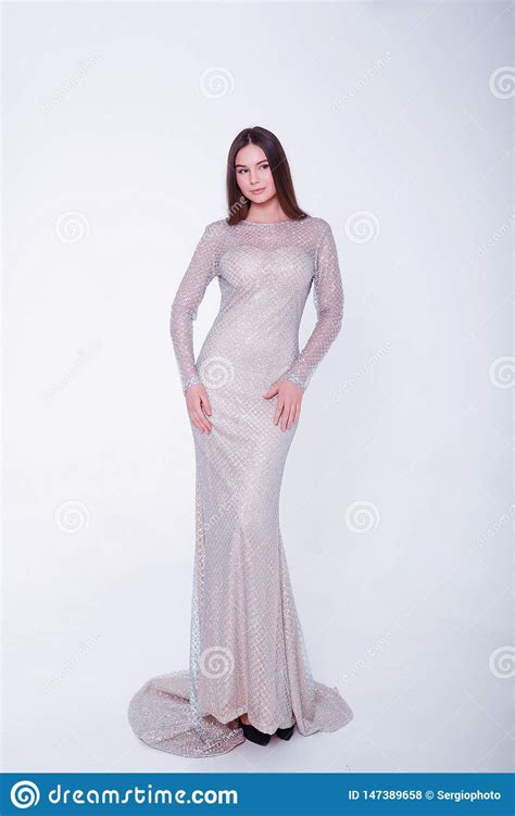 Beauty Brunette Model Woman In Evening Dress Beautiful Fashion Luxury Makeup And Hairstyle