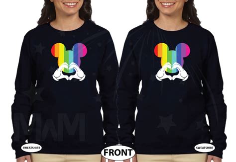 Lgbt Lesbian Im Hers Shes Mine Mickey Mouse Pointing Hand The Rainbow Mickey Head With