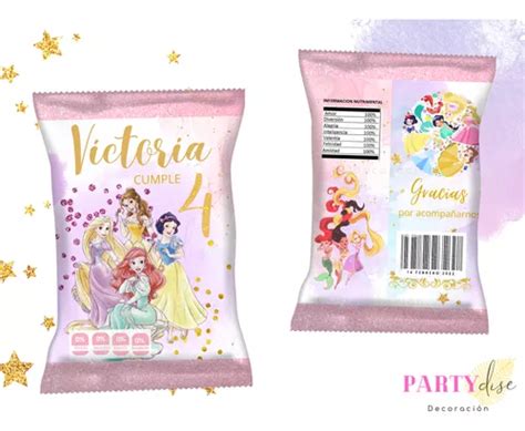 Bolsas De Papas Personalizadas chip Bags Princesas 75pz Envío gratis