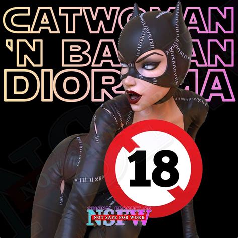 Catwoman Diorama Stl Model For D Printing Sfw Nsfw Splitted Supported Naked Catwoman Nude D