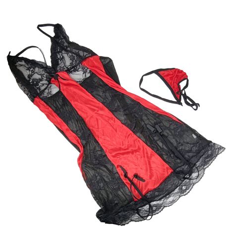 Vestitino Erotico Rosso Nero Sexy Baby Doll Lingerie Donna SOGNI HOT Ricamo EBay