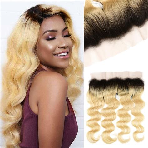 Unice 4 Bundles T1b 613 Ombre Body Wave Blonde Hair With 13x4 Lace