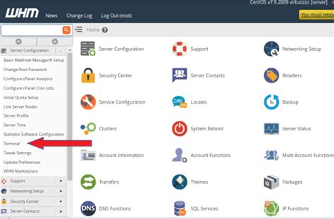 How To Access The In Browser Terminal Interface From Whm Panel