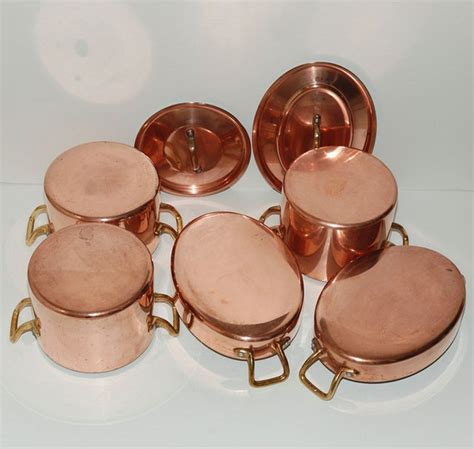 Vintage French Copper Cookware Set Of 7