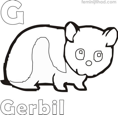 The Letter G Is For Gerbil Coloring Page With An Image Of A Gerbil