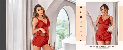 Avidlove Womens Pajama Sets Satin Sleepwear Silk Lace Lingerie Cami Shorts Set At Amazon Womens