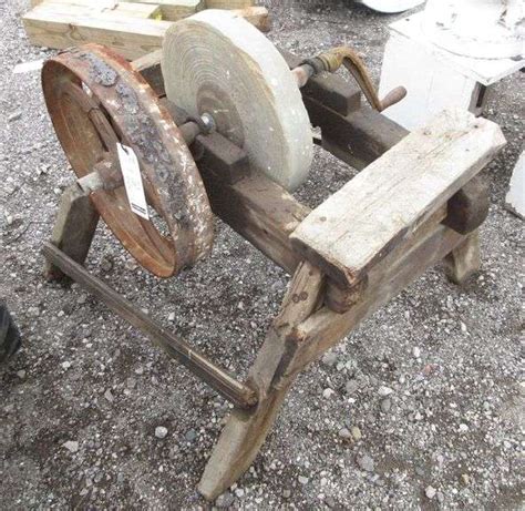 16" Grindstone with pulley and hand crank, good for age - Albrecht ...