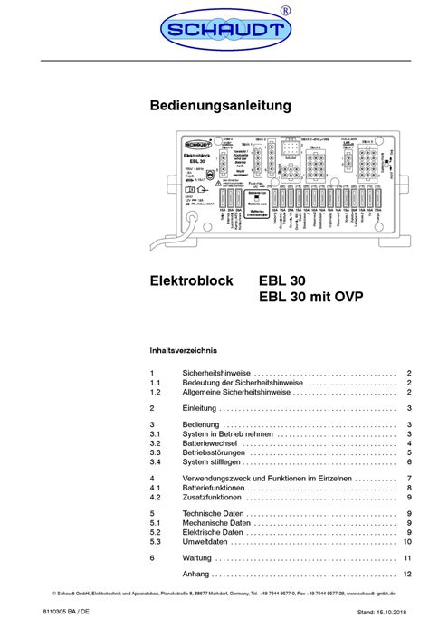 Schaudt Ebl 30 Bedienungsanleitung Pdf Herunterladen Manualslib