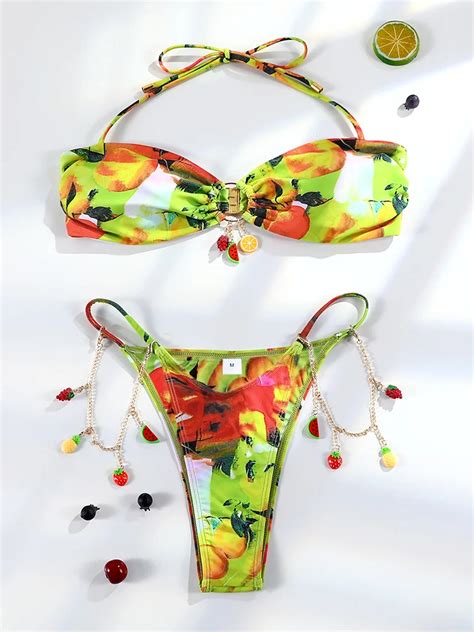 Conjunto De Bikini Estampado Para Mujer Traje De Ba O Sexy Con Push Up Ropa De