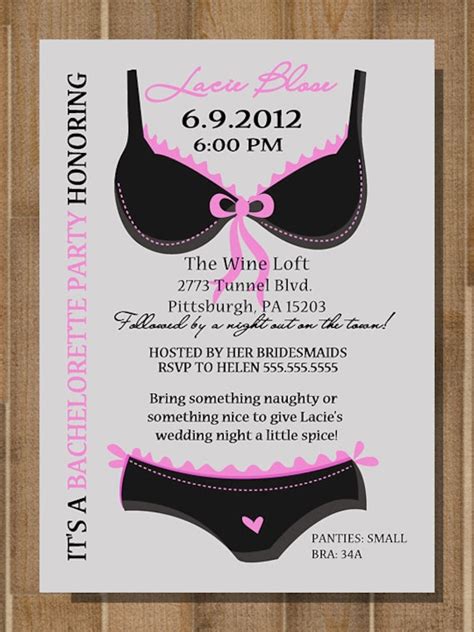 Items Similar To Printable Bridal Shower Bachelorette Party Lingerie Invitation Custom On Etsy